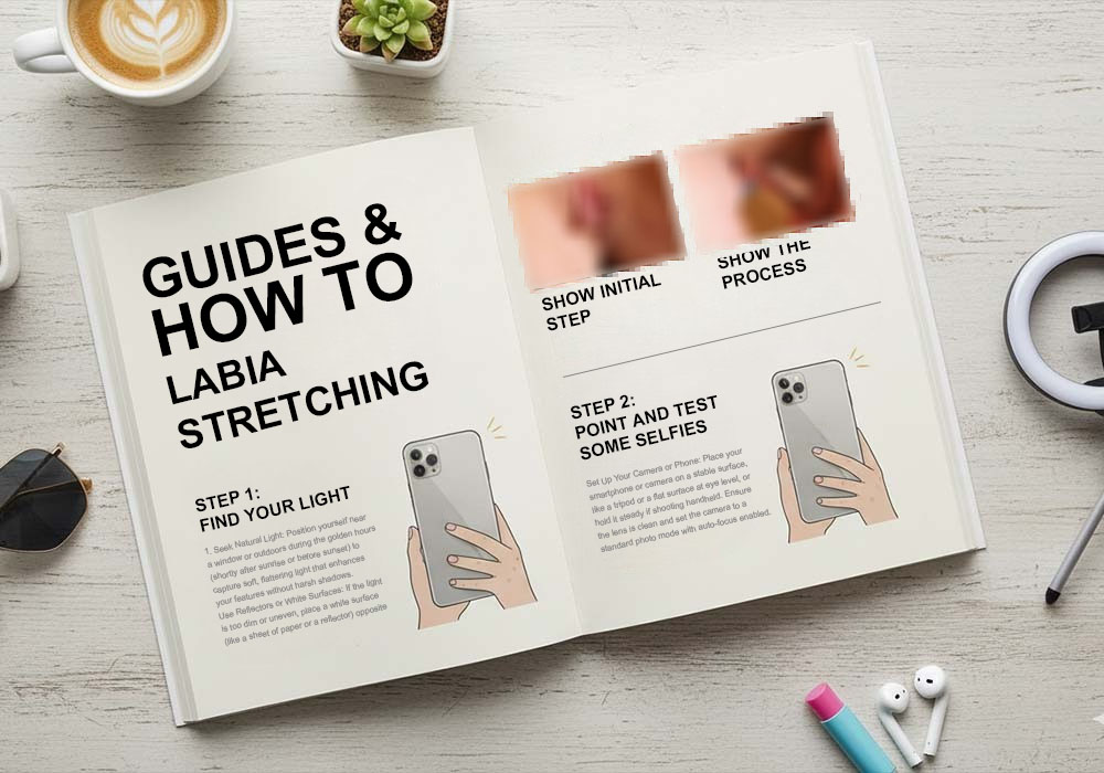 Open notebook with illustrated step-by-step guides and tools for creative practice