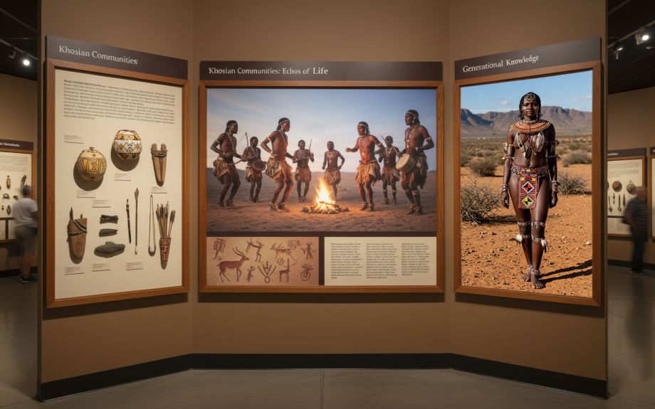 Representación tradicional de las prácticas de estiramiento labial en entornos culturales khoisan y ancestrales